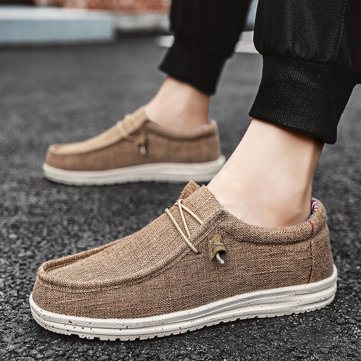 Unisex nan meleret strik-mokkasinsneaker med elastisk snørelukning og dæmpet EVA-såler Skovae