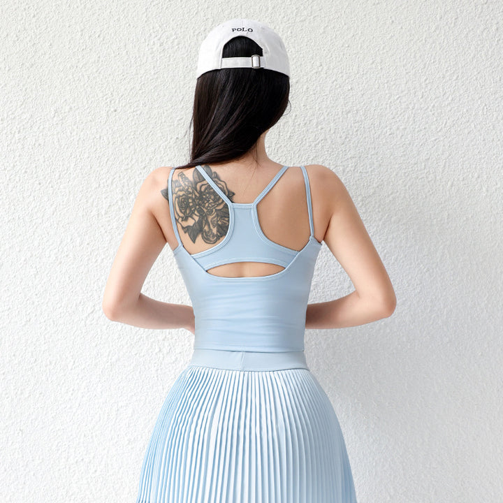 Dame sporty refleksion-top med cut-out-design og second-skin-pasform Stilla
