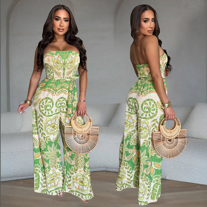 Dame Maxi-kjole med blomstret design og elastisk overdel Stilla