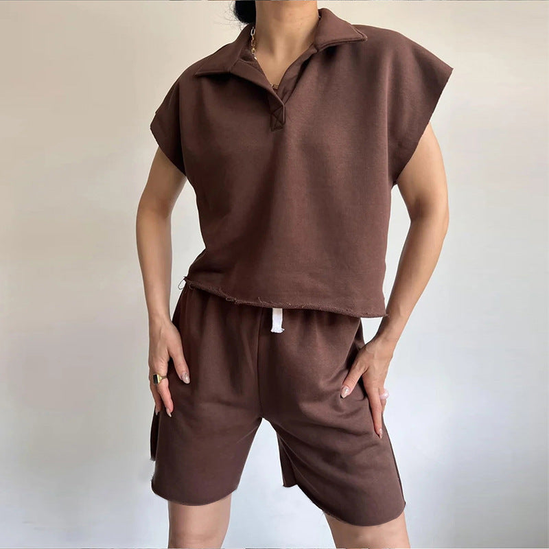 Kvinders afslappede polo shirt og shorts sæt Skovae