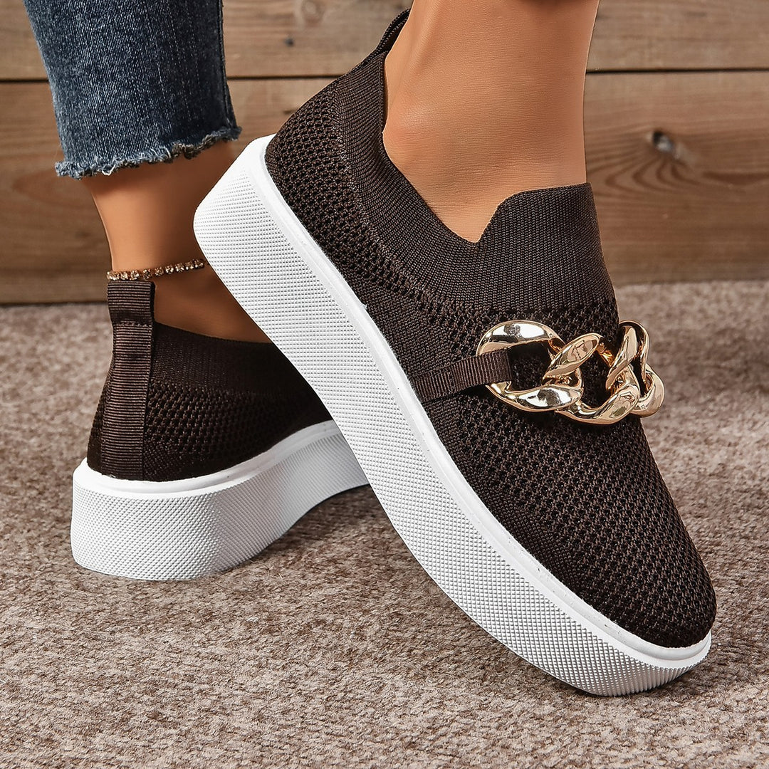 Dame Sneakers med fashionable metal kæde applikationer og komfortabel gummisål Stilla