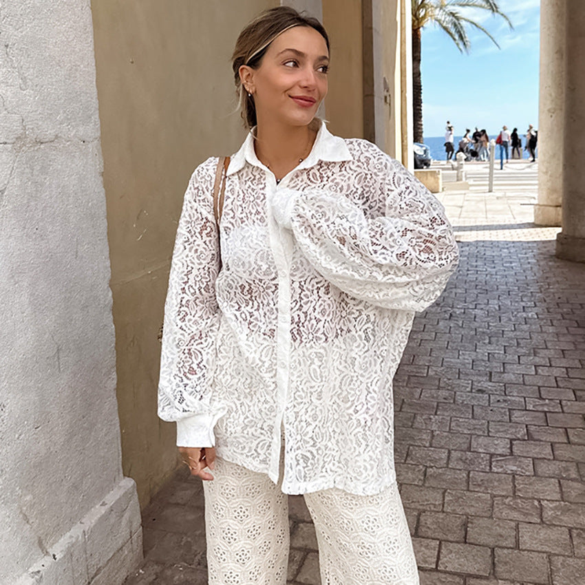 Dame spidsbluse i casual oversized-snit med praktiske lommer Stilla