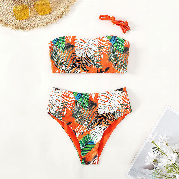 Dame bandeau bikini med højskåret underdel Skovae