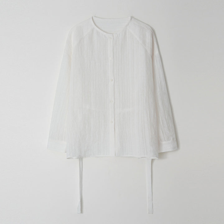Dame Elegant og afslappet linnedbluse med knaplukning og struktureret design Stilla