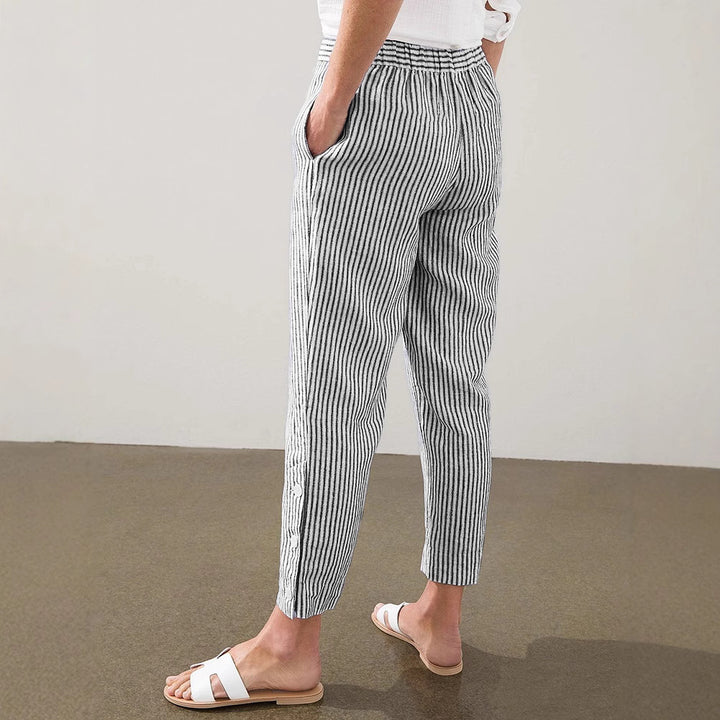 Damer Stribede Linned Crop-Bukser Stilla