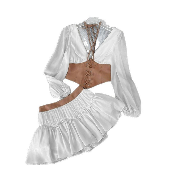 Dame moderigt Crop-Top med elegant nederdel Stilla