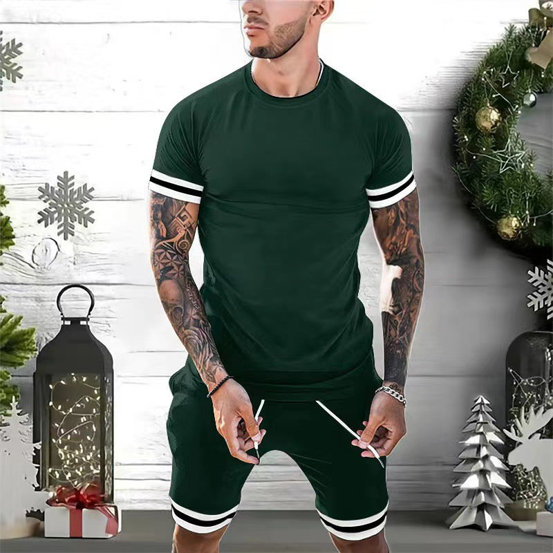 Herrer Sportslig Komfort Fit Rundhalset T-shirt og Shorts Sæt Stilla