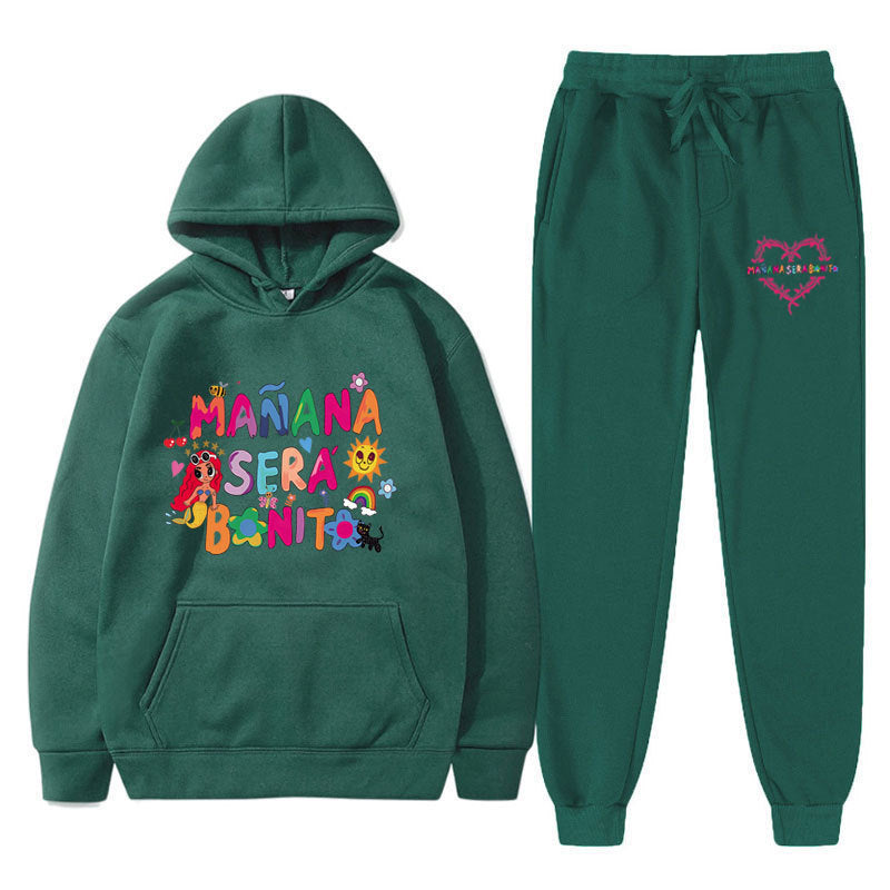 Kvinders sweatshirt og joggingbukser sæt med farverig print Skovae