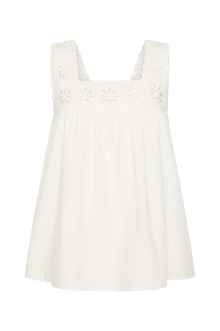 Dame Casual Bluse med florale hulbroderier og tætsiddende snit Stilla
