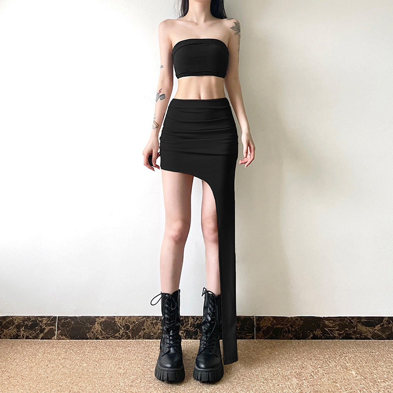 Dame asymmetrisk wrap skirt med legende slids Stilla
