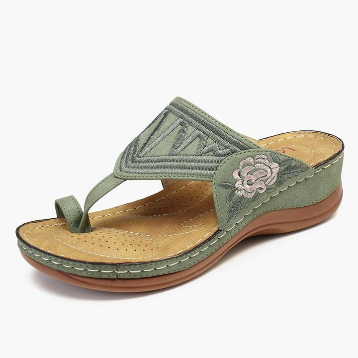Dame Zehentrenner-sandaler med blomstret design og komfortabelt fodseng Stilla