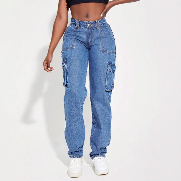 Kvinders cargo jeans med elastisk talje og praktiske sidelommer Stilla