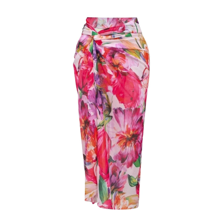 Dame elegant badeanstalt med floral indpakningsskørt Skovae