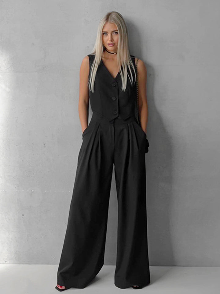Dame Elegant To-delt med moderne blazer og vide bukser Stilla