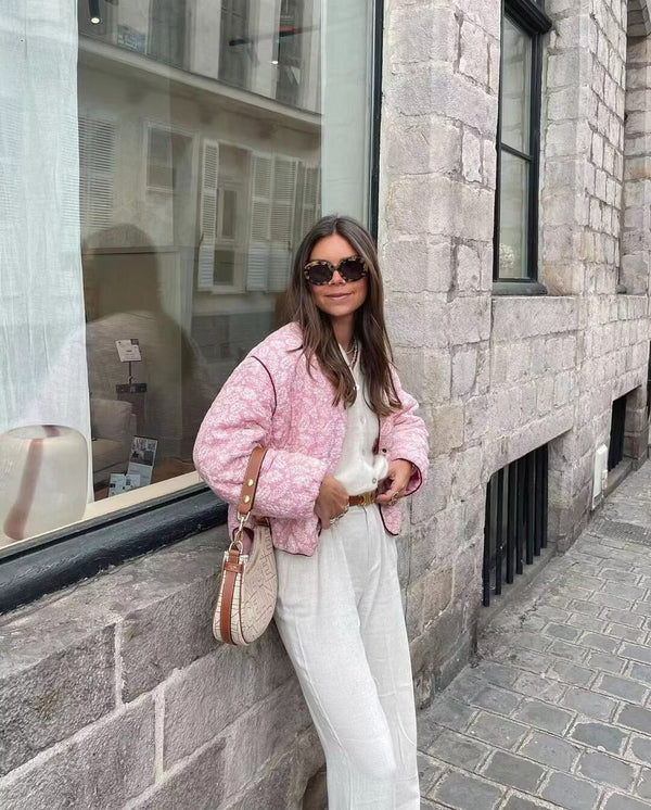 Stilla | Steppet Jakke Blomstret Print Knapfront Jakke