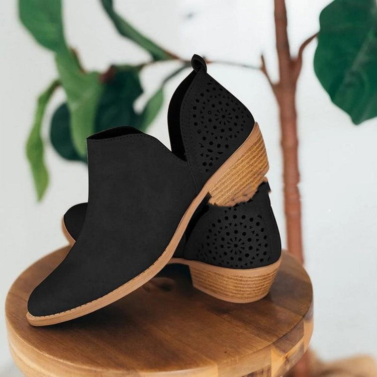 Dame Ankelstøvler med perforeret overdel og trendy design Stilla