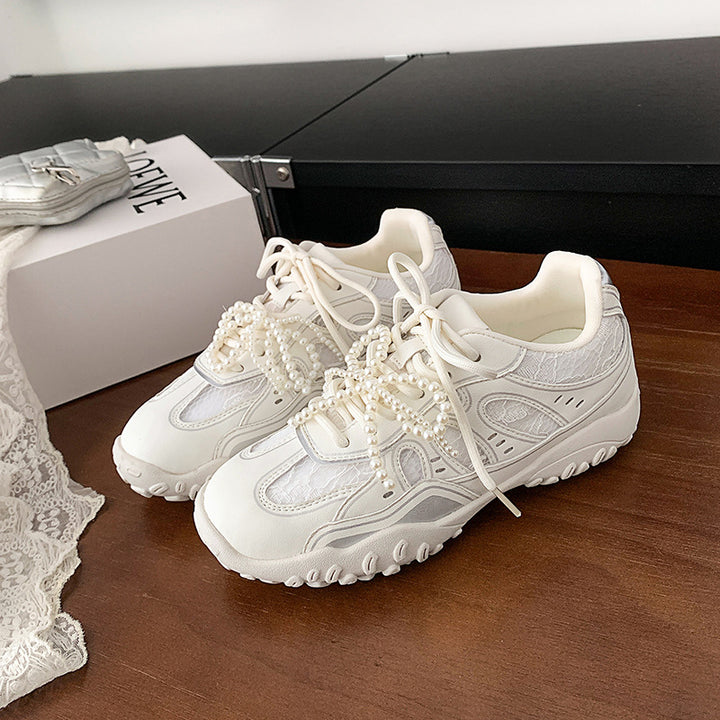Damer mode sneakers med perlesnørering og reflekterende elementer Stilla
