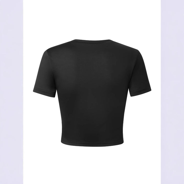 Dame Crop-T-Shirt med muntert kirsebærmotiv Skovae