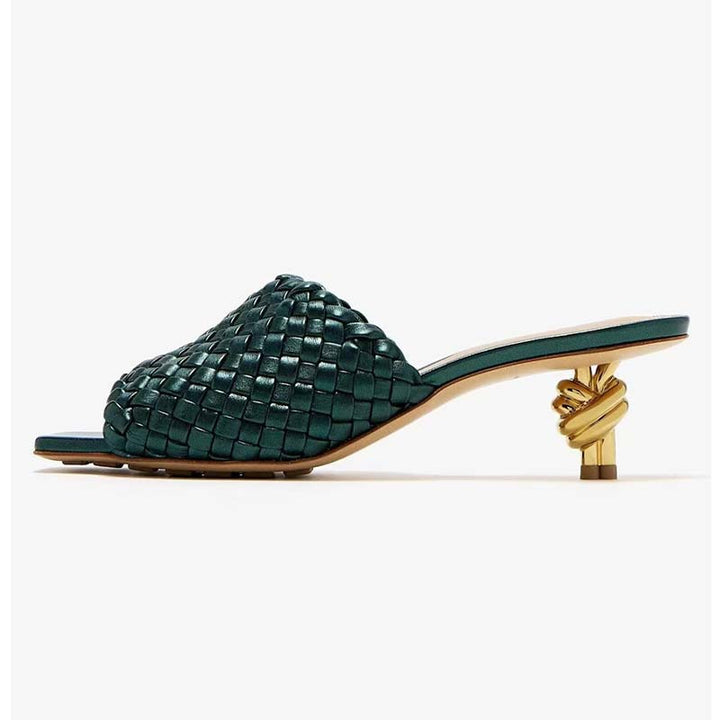 Femme Woven Slide Sandaler med skulpturel knyttet hæl Stilla