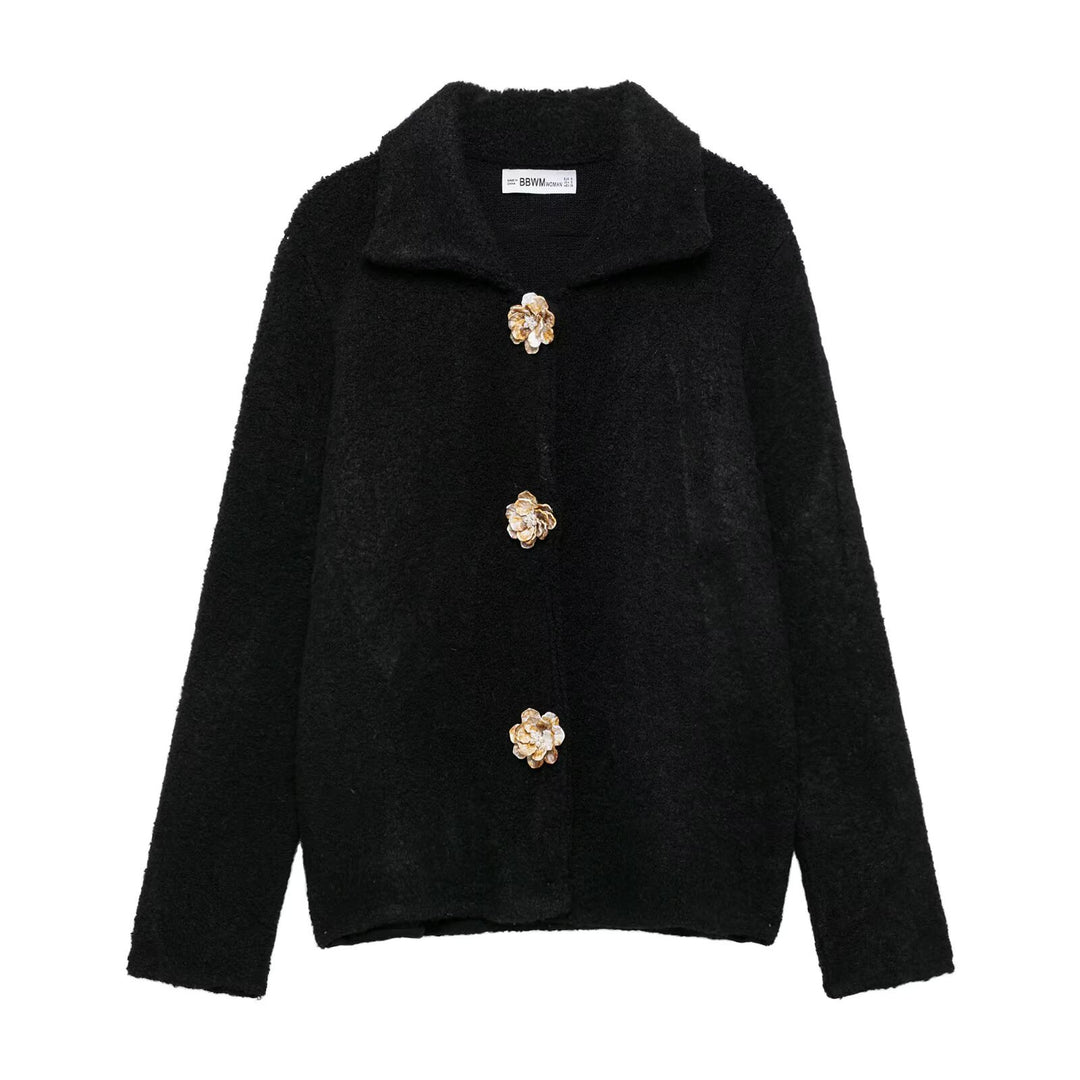 Kvinders Cozy Fleece Jakke med Elegant Knaplukning Stilla