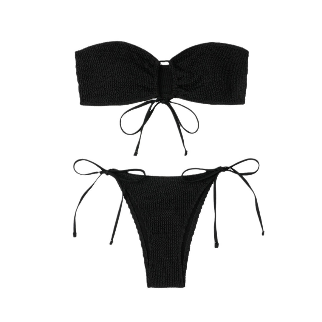 Dame Bandeau-bikini med legende knude-design og højt skåret trusse Stilla