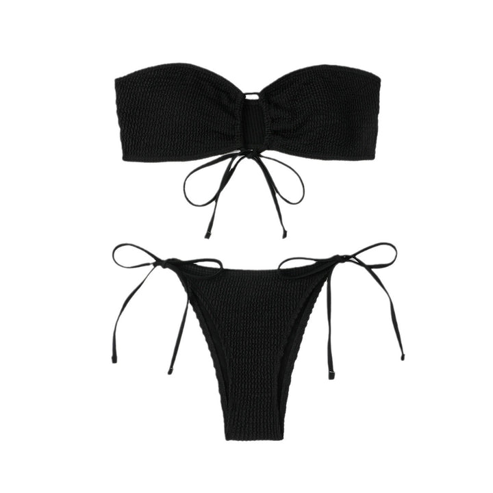 Dame Bandeau-bikini med legende knude-design og højt skåret trusse Stilla