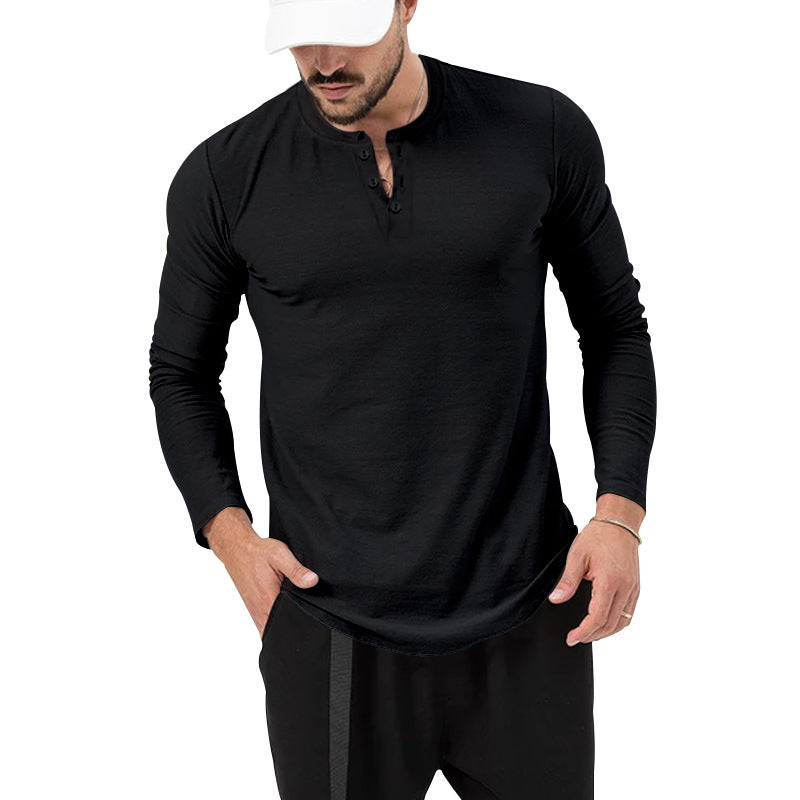 Herrer Langærmet skjorte med mode Henley-udskæring og praktiske knapper Stilla