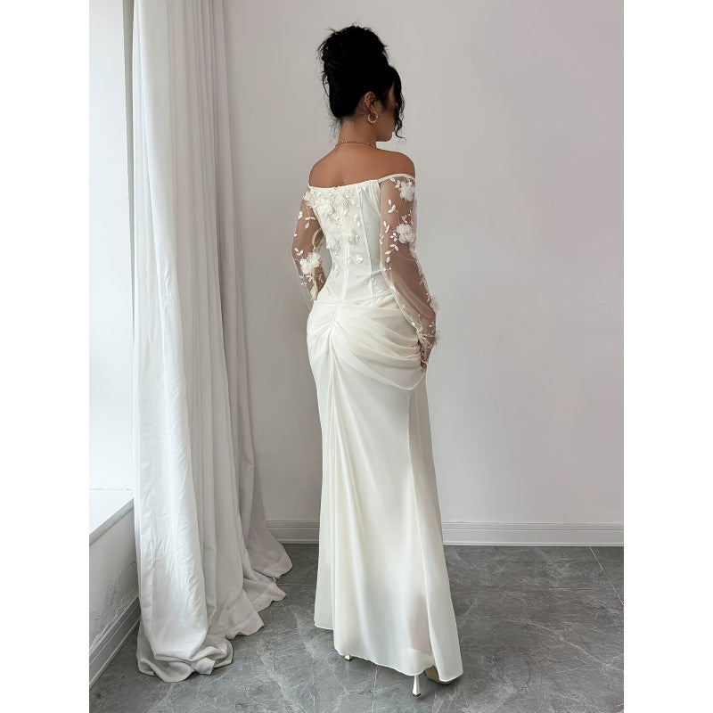 Dame bryllupskjole med elegante broderier Skovae