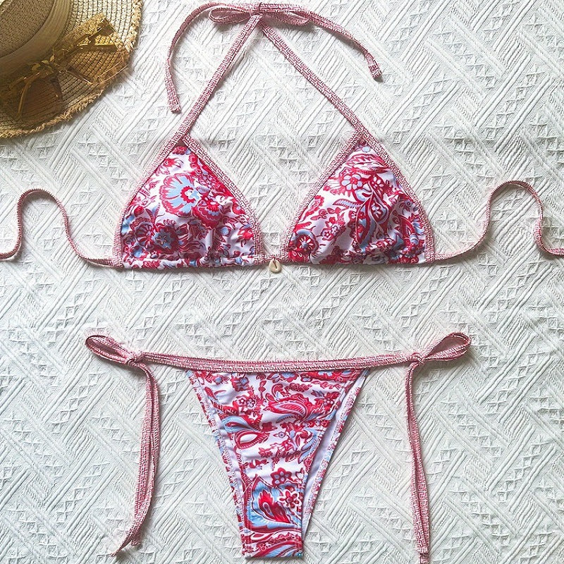 Dame To-delt Bikini-sæt med raffinerede blomsterdesigns og justerbare stropper Stilla