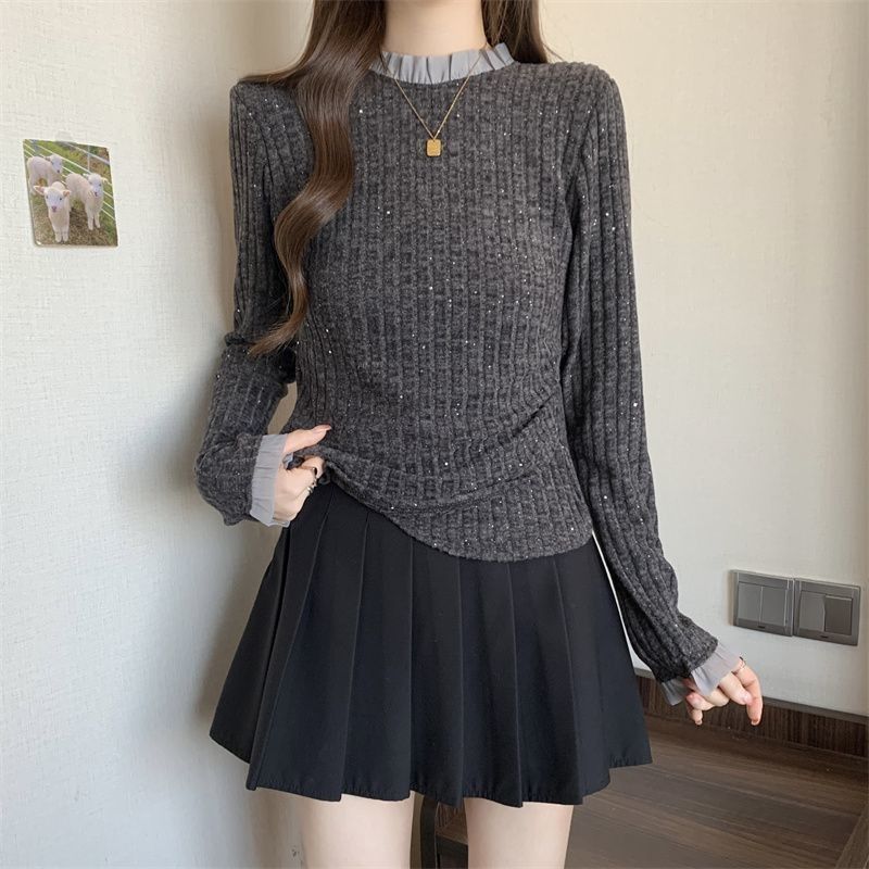 Damer Elegant Fin Strik Sweater med Dekorativ Krave Stilla