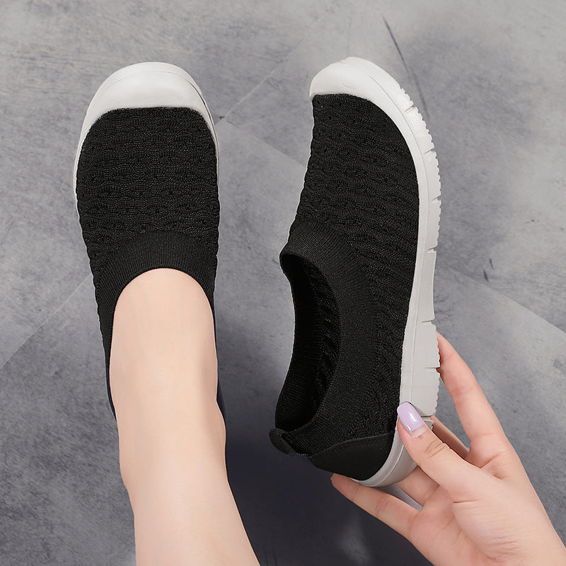 Dame nan åndbar strik ballerina slip-ons med forstærket tåhætte, elastisk indgang og fleksibel profilsåle Skovae
