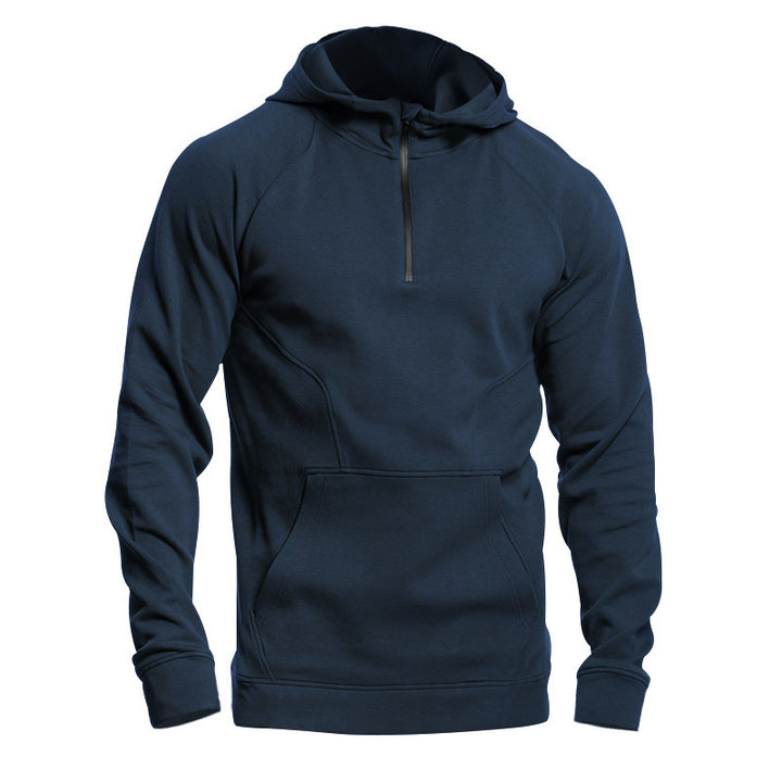Herrer sports sweatshirts med halv lynlås og kængurulomme Stilla