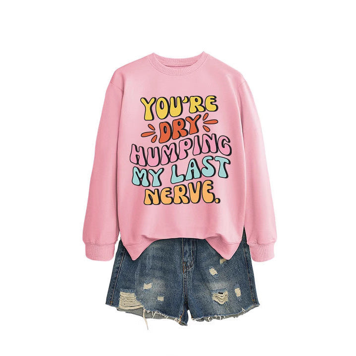 Kvinders sweatshirt med muntert tegneserie slogan og afslappet snit Stilla