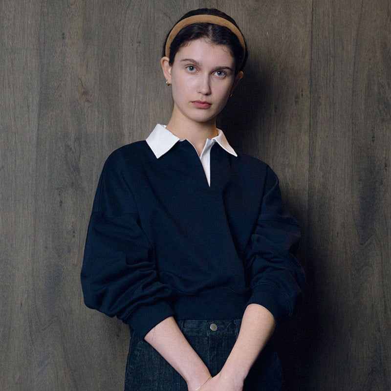 Dame Sweatshirt med skjortekrave og trendy oversized-design Stilla