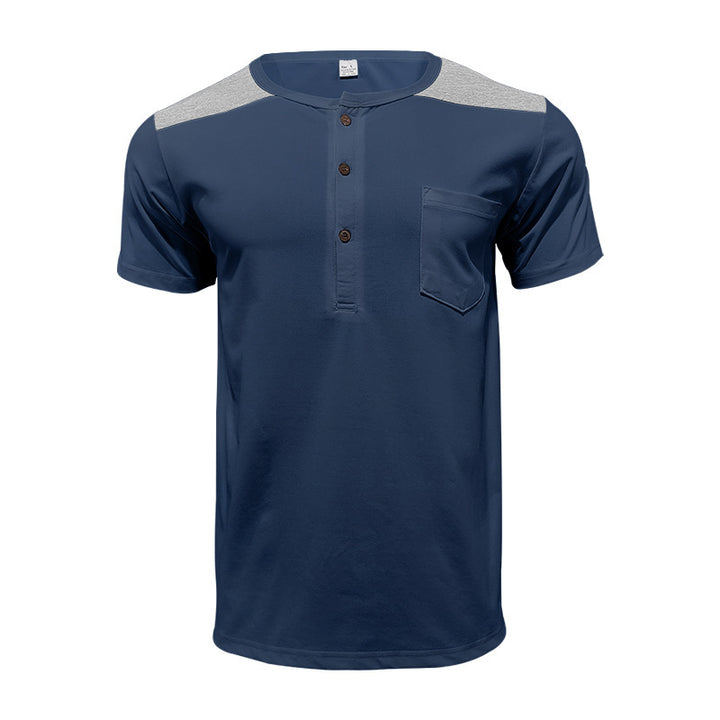 Herrer behagelig kortærmet Henley T-shirt med moderne design og praktisk brystlomme Stilla