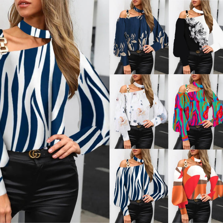 Dame moderigtig top med asymmetrisk snit og florale accenter Stilla