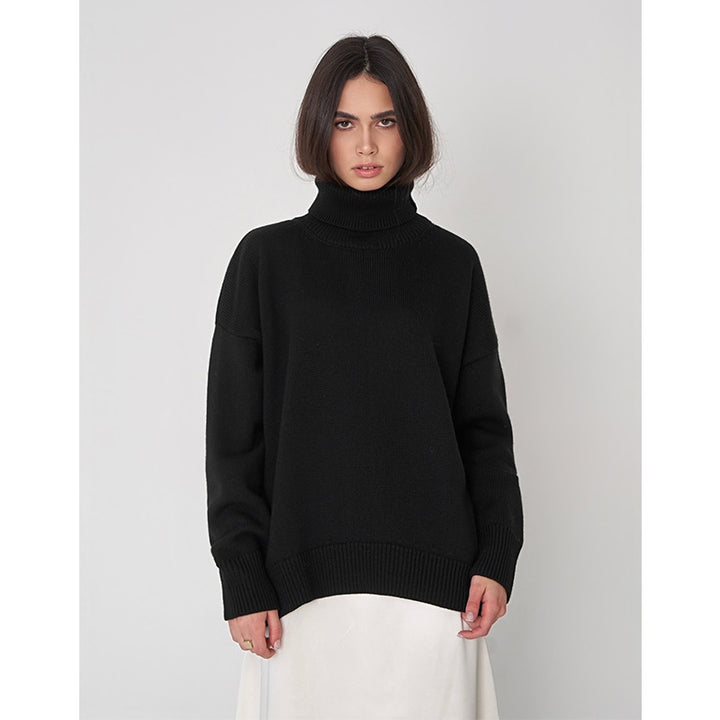 Dame Oversized Pullover med højstående krave Stilla