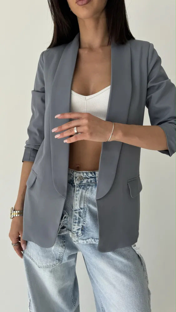 Dame Elegant Oversized Blazer med flot revers og afslappet snit Stilla