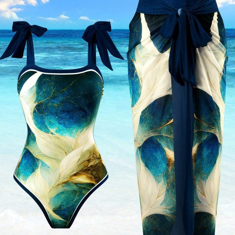 Dame Einteiler badedragt med flot wrap skirt-look Skovae