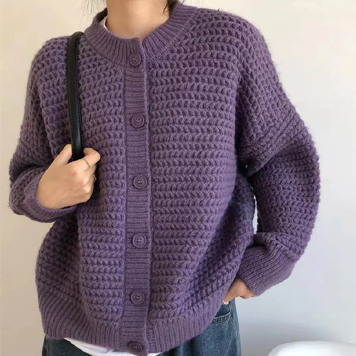 Kvinders chunky strikket cardigan med dekorative knapper og afslappet pasform Stilla