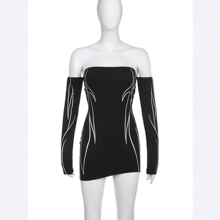 Damer elegant Off-Shoulder kjole med lange ærmer Skovae