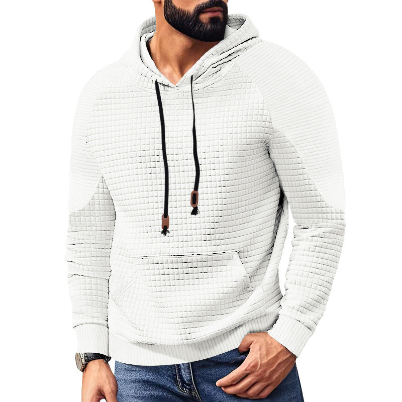 Herrer nan hoodie med kvadratisk struktur, raglanærmer og kængurulomme Skovae