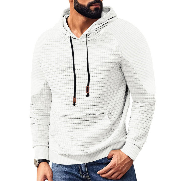 Herrer nan hoodie med kvadratisk struktur, raglanærmer og kængurulomme Skovae