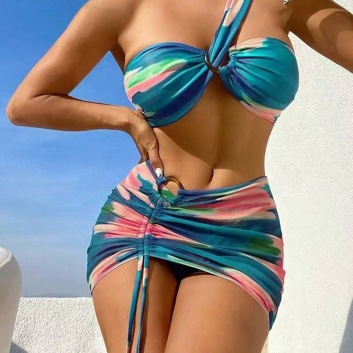 Dame Cropped Bikini-sæt med legende flæse-design og elegant bindesystem Skovae