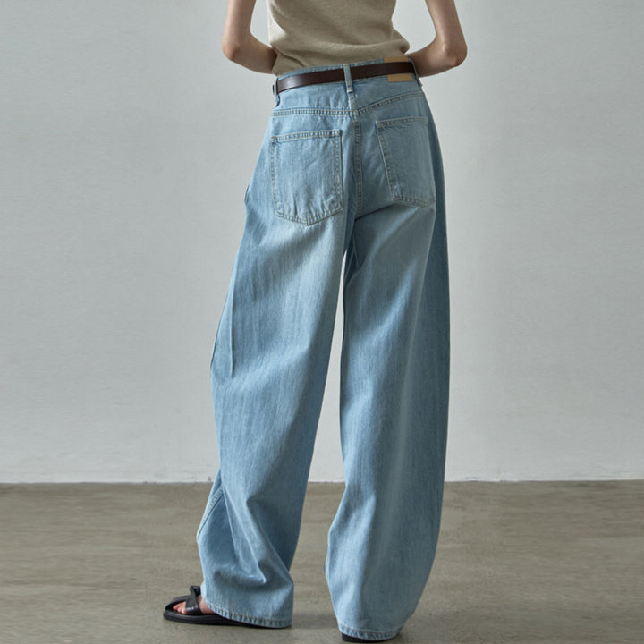 Dame Løst skårne jeans med høj talje og let vask-effekt Stilla