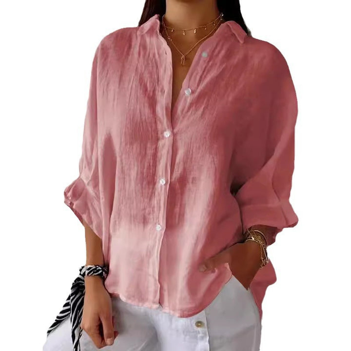 Dame casual linned bluse med knapdetalje og løs pasform Stilla