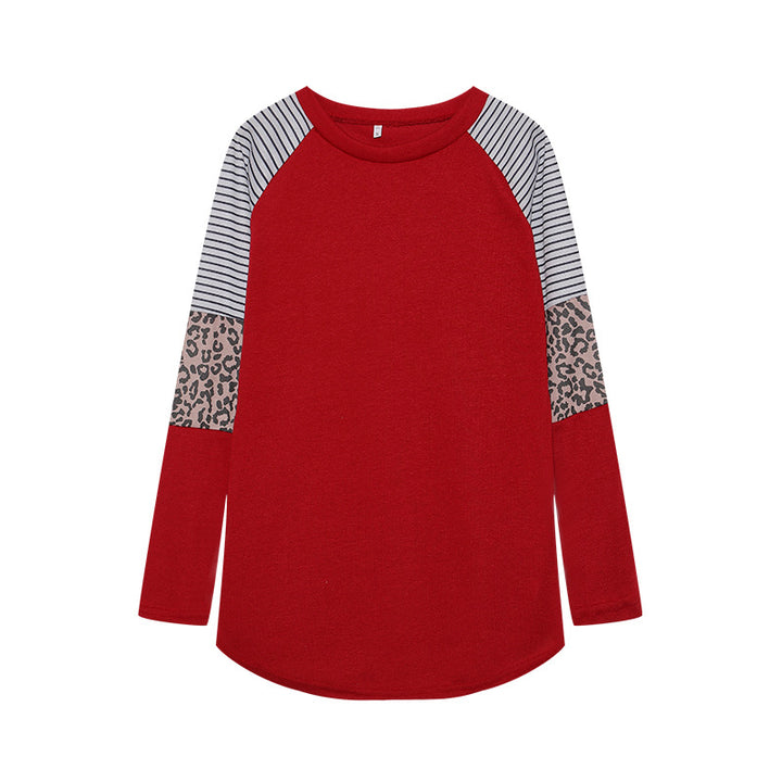 Kvinders sporty langærmet skjorte med dyreprint og moderne stribedesign Stilla