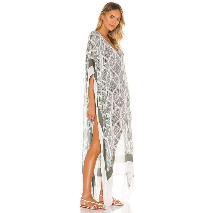 Dame Elegant Trykt Strand Kaftan Stilla