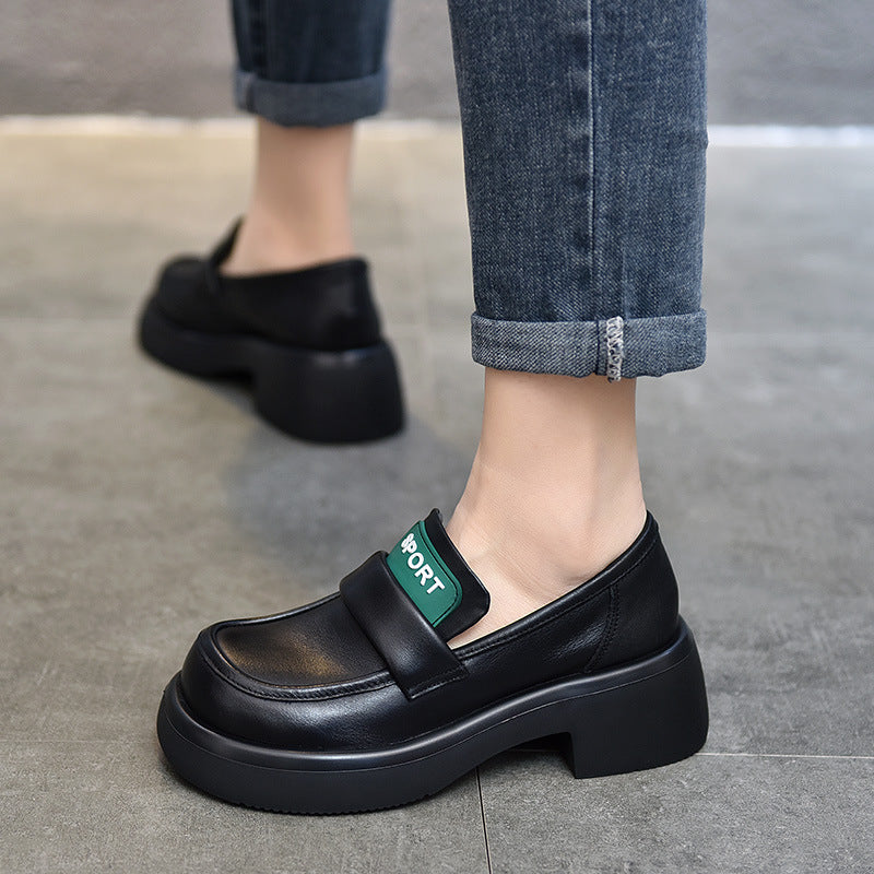 Dame Slip-On Mokassiner med tyk plateau sål og praktisk velcro Stilla