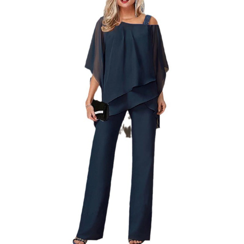 Dame Stilig Sæt med asymmetrisk snit og oversized Top Stilla